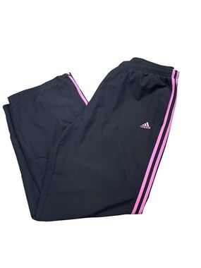 adidas Black Track Pants with Purple Side Stripes Women’s Size XL